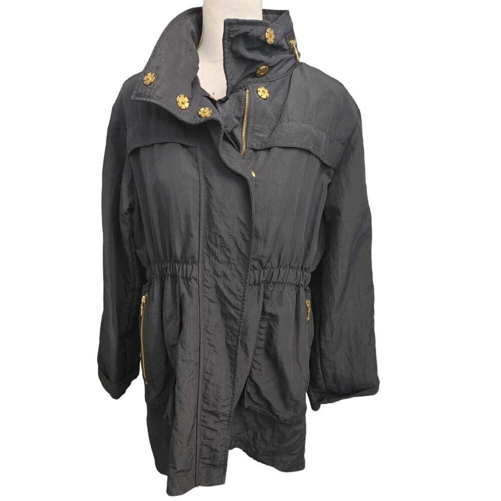 G.E.T. Equipment General Technique Trench Coat Jacket Large Black Hooded